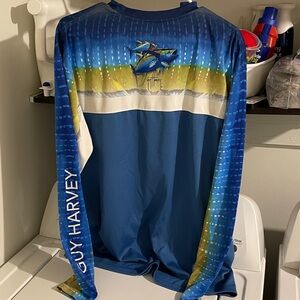 Guy Harvey Men’s XL performance fishing shirt Blue and Yellow Long Sleeve Shirt